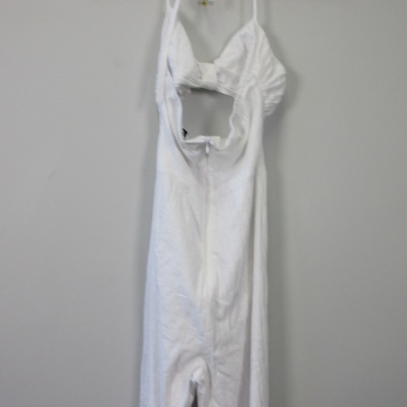 SNDYS Boat Jumpsuit Women S White 100% Cotton Halter Bow Cutout Preppy Chic 318 - Picture 9 of 12